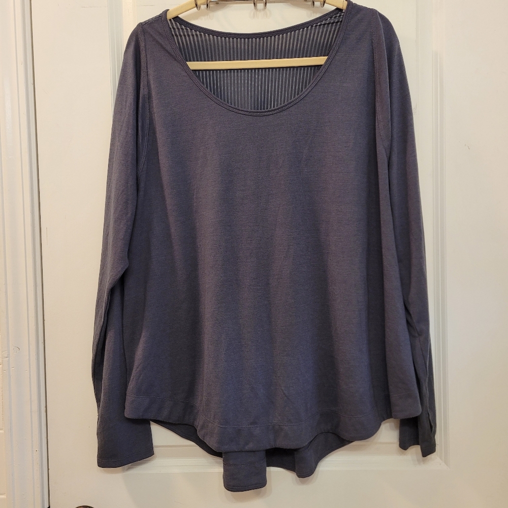 BCG PLUS Women's Long Sleeve Active Tee Sz 2X Charcoal